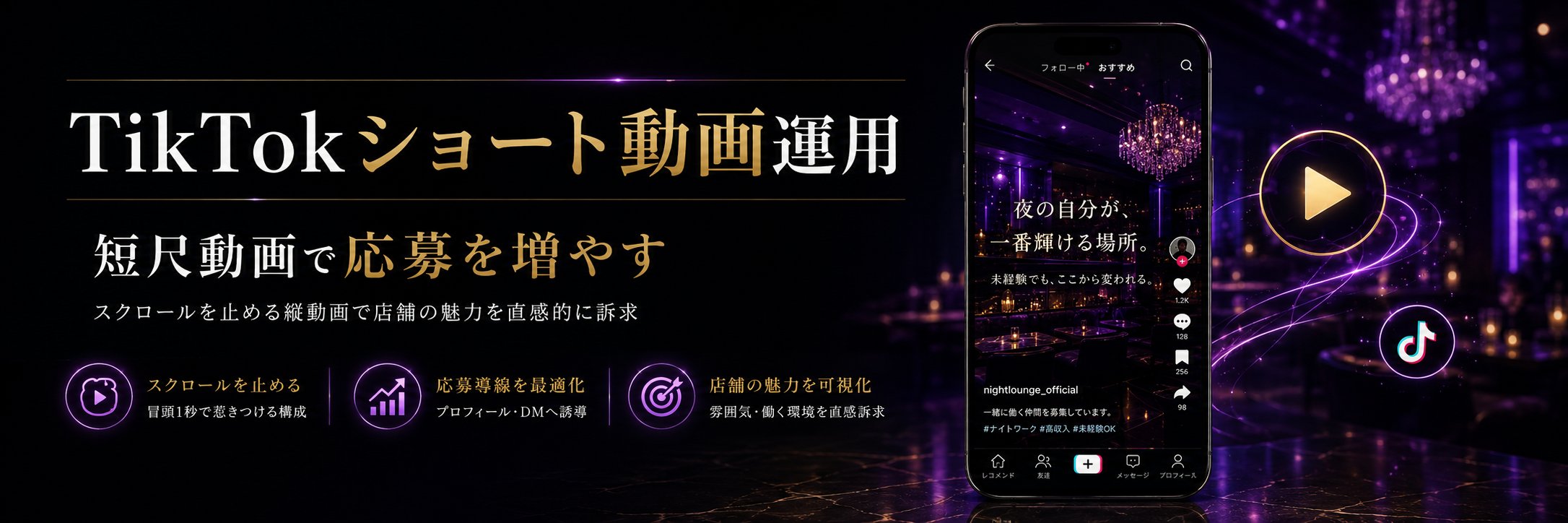 TikTokショート動画運用で応募を増やすバナー